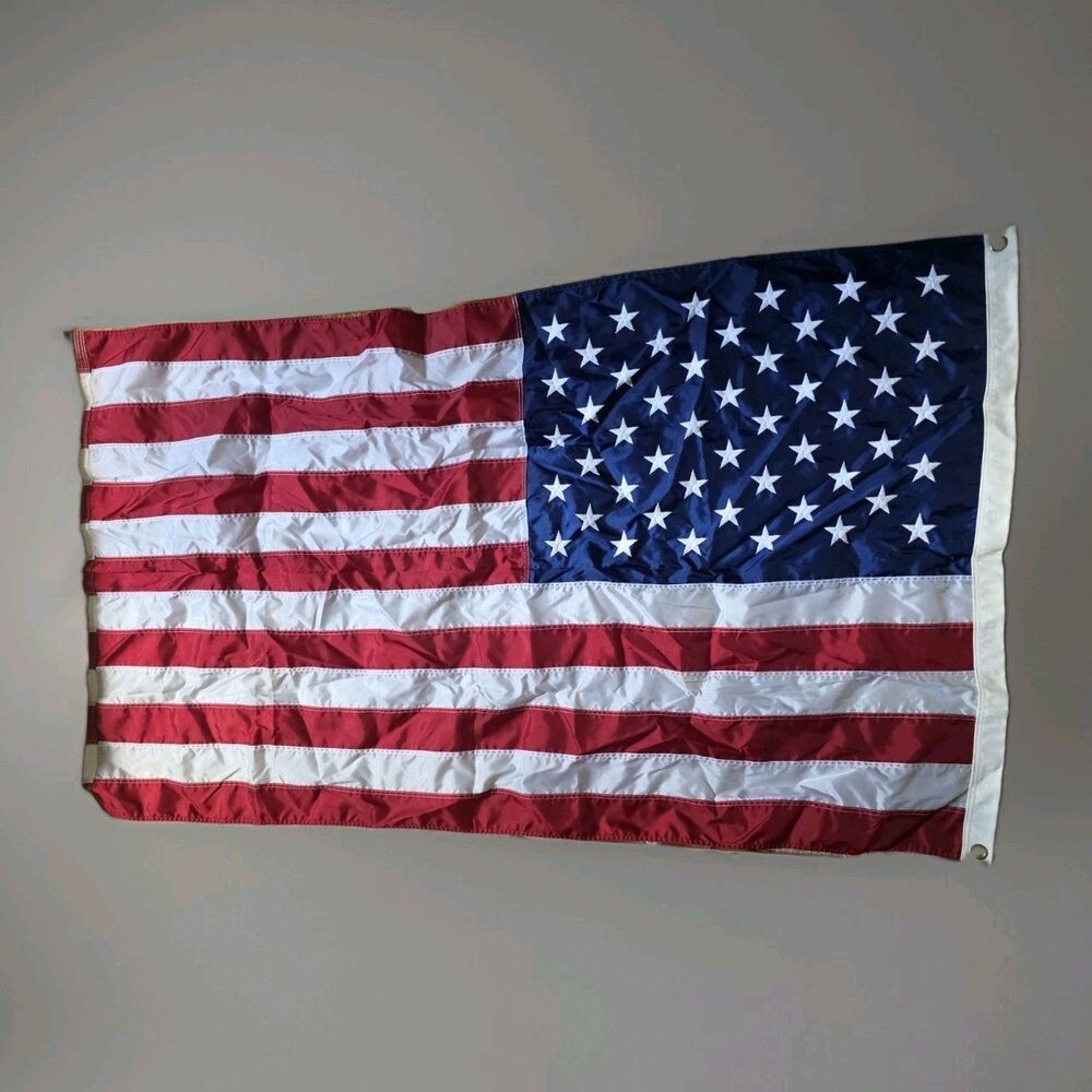 3x5 Ft American Flag EMBROIDERED Made In USA Nylon Double Sided Outdoor